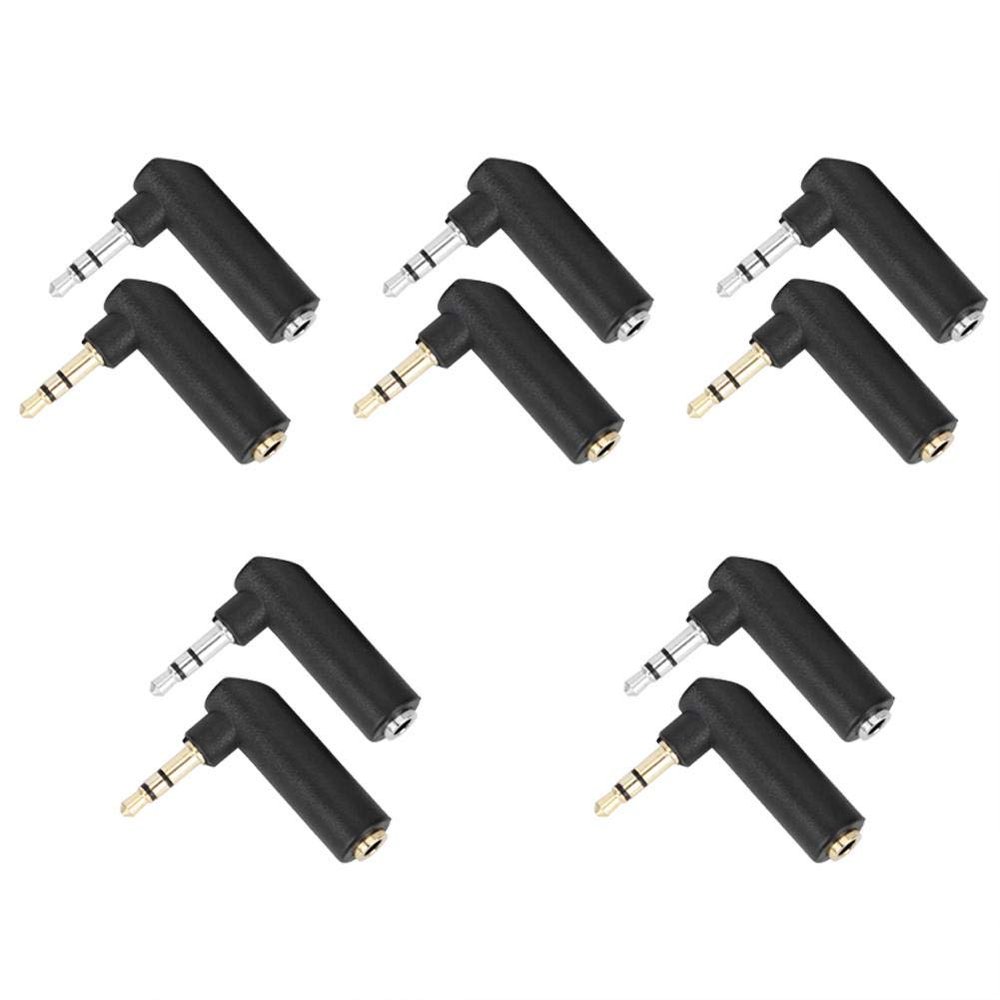 10Pcs 3.5mm Audio Adapter, Male to Female Headphone Connector, 90 Degree Right Angle Stereo Earphone Jack Adapter