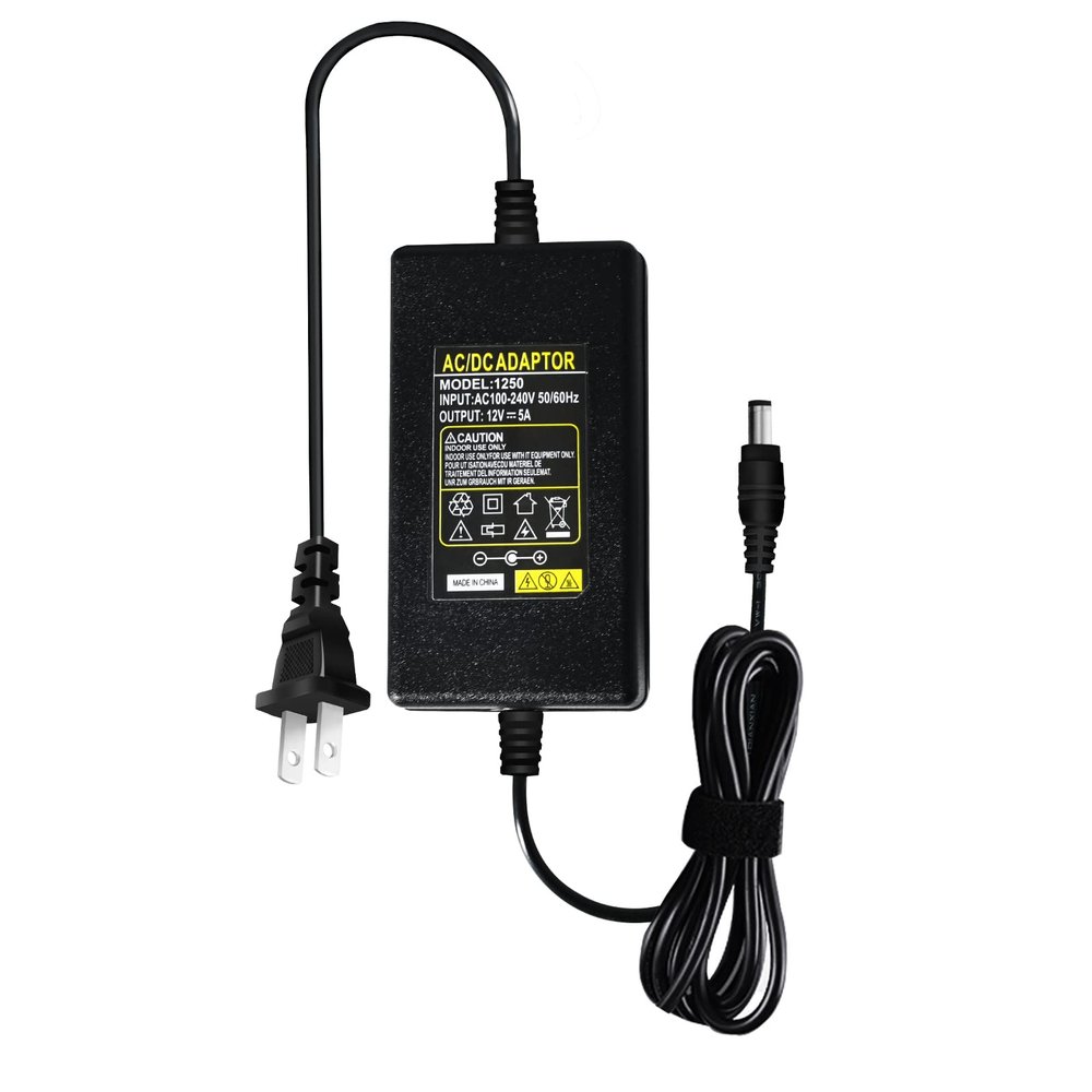 YM E-Bright 12V 5A Power Supply DC/AC Power Adapter Converter 5 Amp Transformer 100V -240V AC to 12V DC for LED Strip Light