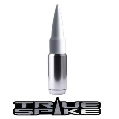 TRUE SPIKE 9 inch Silver White TIP PENETRATOR Fat Bullet Antenna with Anti-Theft + Copper Coil in Heavy Gauge CNC Machined Billet Aluminum Short Compatible with Ford Ranger
