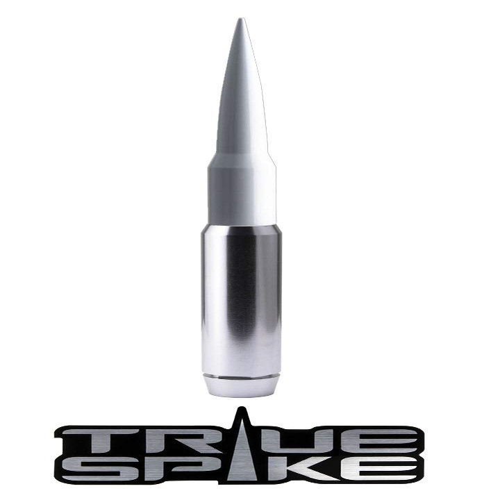 TRUE SPIKE 9 inch Silver White TIP PENETRATOR Fat Bullet Antenna with Anti-Theft + Copper Coil Heavy Gauge Billet Aluminum Short Compatible with Harley Davidson Touring Models with Tour PAK (ONLY)