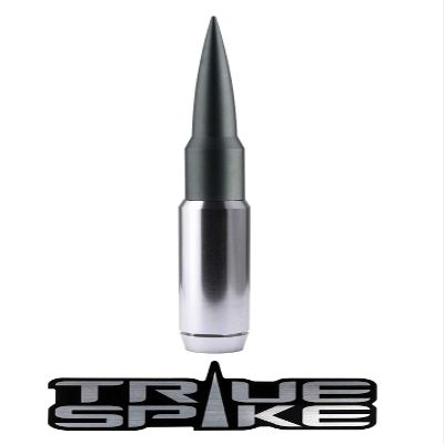 TRUE SPIKE 9 inch SILVER GUNMETAL PENETRATOR FAT BULLET ANTENNA with ANTI-THEFT + COPPER COIL in Heavy Gauge CNC Machined Billet Aluminum Short Compatible with Jeep Gladiator JT