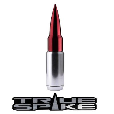TRUE SPIKE 9 inch Silver RED TIP PENETRATOR Fat Bullet Antenna with Anti-Theft + Copper Coil Heavy Gauge CNC Billet Aluminum Short Compatible with Harley Davidson Touring Models with Tour PAK (ONLY)