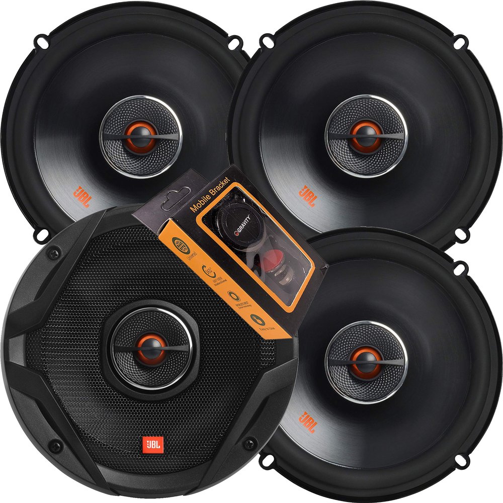 2 Pairs of JBL Club Series 6-1/2 Inches Coaxial Car Audio Loudspeaker with Power Handling- 60W RMS, 180W Peak, Frequency Response: 50Hz 21kHz and Gravity Magnet Phone Holder Bundle