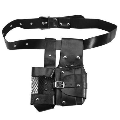Hair Stylist Waist Bag, 2 Colors Hair Dressres Pouch, Hairdressing Tool Storage Bag, PU Leather Scissor Pouch Holster Bag with Belt for Hairdresser Hair Stylist (Black)