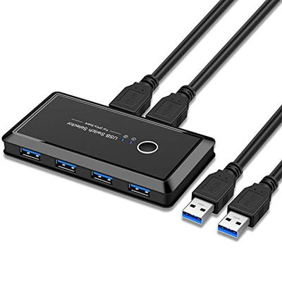 Chenyang USB 3.0 KVM Sharing Switch Selector 2 Computers Sharing 4 USB Devices for Keyboard Mouse Scanner Printer
