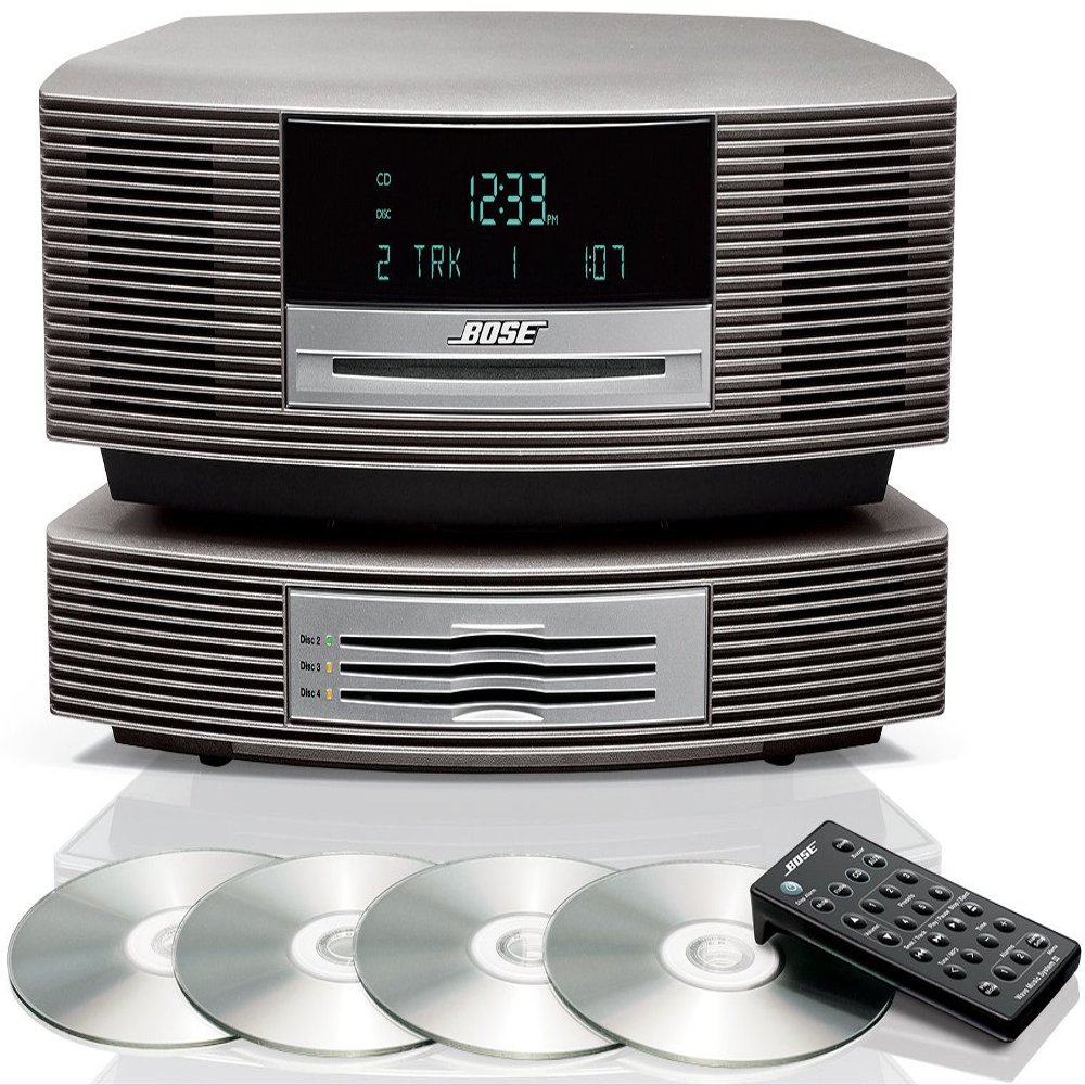 Bose Wave Music System III CD Radio and Bose Wave Multi-CD Changer, Titanium Silver, Compatible with Alexa and Bluetooth Adapter (Renewed)