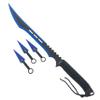 27" Tactical Machete with 3 Fixed Blade Set. Stainless Steel Blade. for Outdoor Camping Cutting Ropes - Branches, Collection, Gift (Blue) view 1