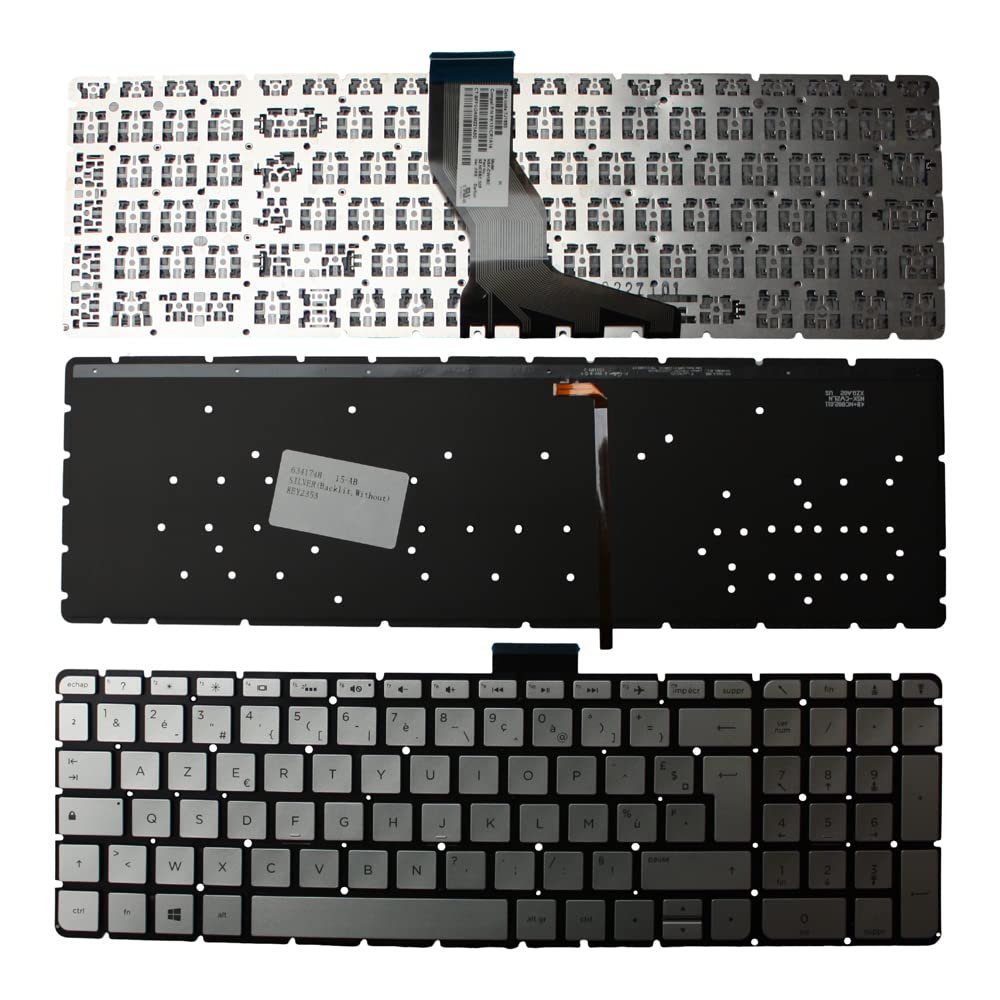 Power4Laptops French Layout Backlit Silver Replacement Laptop Keyboard Compatible with HP Pavilion 15-ab026TX