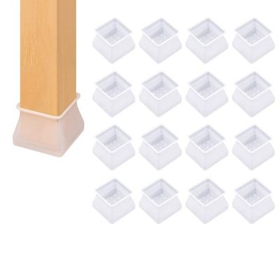 Qiwang 16 Legs Protective Floor mats, Silicone Leg Cap Protective Cover, Cover Furniture Legs to Prevent Scratches and Noise Without Leaving Traces (White Square 1.5 inch)
