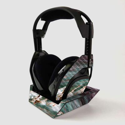 MightySkins Carbon Fiber Skin For ASTRO Gaming A50 Wireless Headphones + Base Station - Grunge Marble | Protective, Durable Textured Carbon Fiber Finish | Easy To Apply | Made in the USA