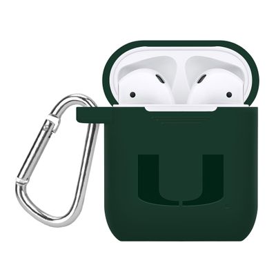 AFFINITY BANDS Miami Hurricanes Engraved Silicone Case Cover Compatible with Apple AirPods Gen 1 & 2 (Green)