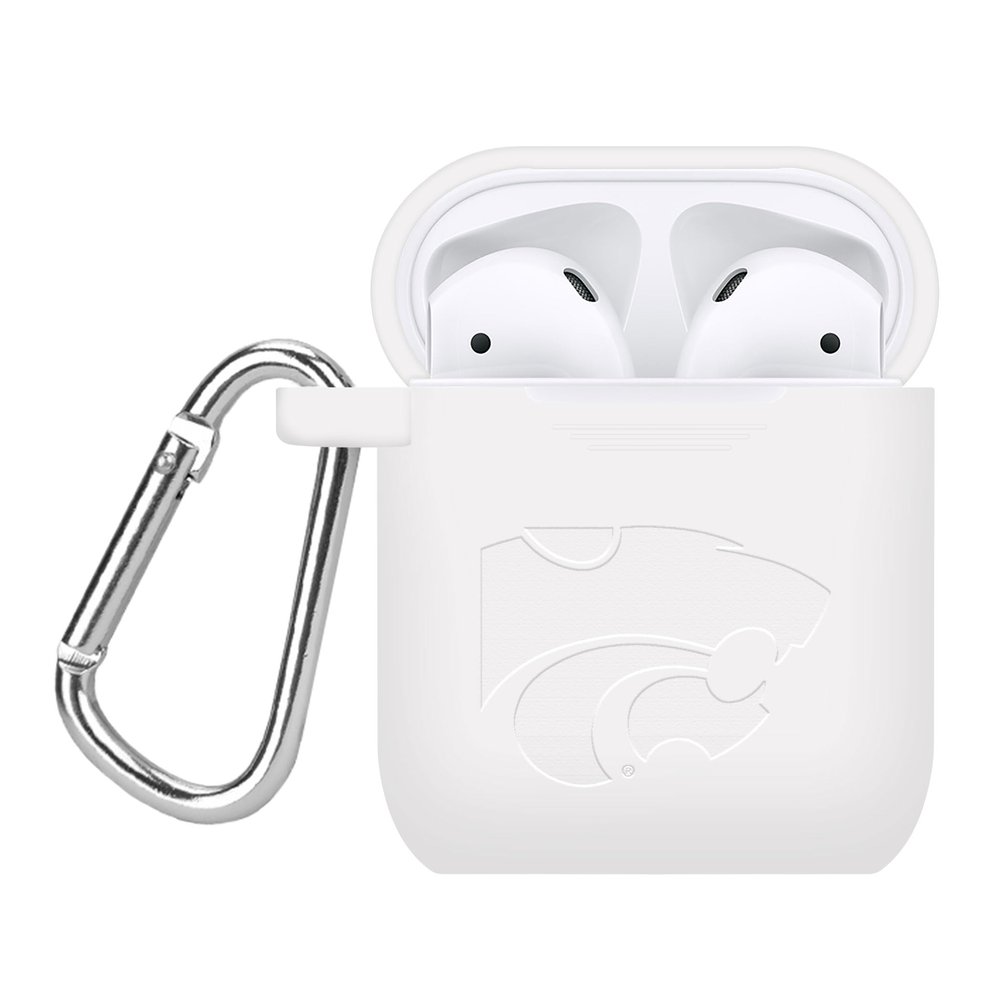 AFFINITY BANDS Kansas State Wildcats Engraved Silicone Case Cover Compatible with Apple AirPods Gen 1 & 2 (White)