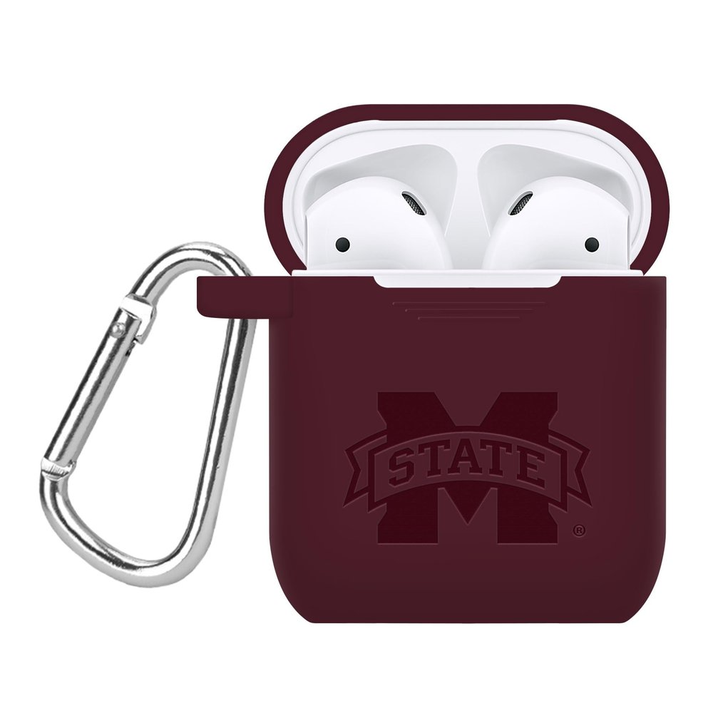 AFFINITY BANDS Mississippi State Bulldogs Engraved Silicone Case Cover Compatible with Apple AirPods Gen 1 & 2 (Maroon)