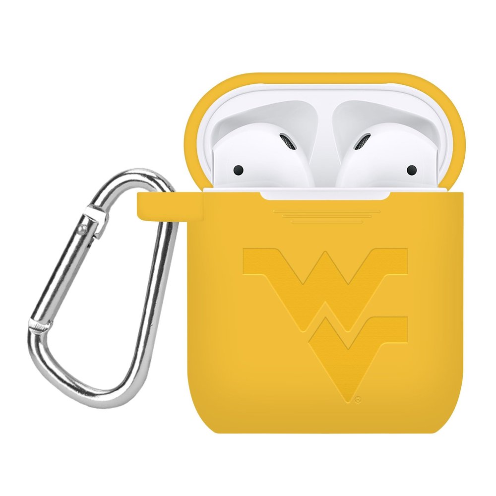 AFFINITY BANDS West Virginia Mountaineers Engraved Silicone Case Cover Compatible with Apple AirPods Gen 1 & 2 (Yellow)