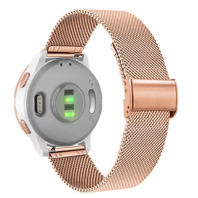 Abanen Watch Bands for Garmin Vivoactive 4S / Vivomove 3S /Venu 2S, 18mm Quick Release Stainless Steel Metal Mesh Women Wristband Strap for Forerunner 255s/255s Music (Rose Gold)