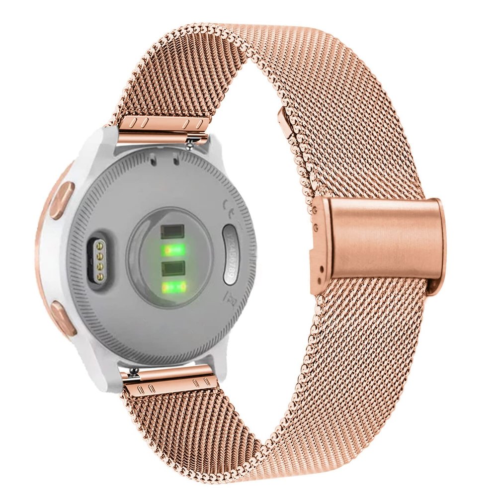 Abanen Watch Bands for Garmin Vivoactive 4S / Vivomove 3S /Venu 2S, 18mm Quick Release Stainless Steel Metal Mesh Women Wristband Strap for Forerunner 255s/255s Music (Rose Gold)