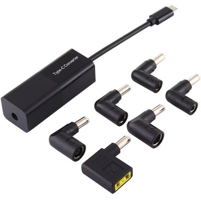 Vdgsew Laptop Power Adapter 65W USB-C/Type-C Converter to 6 in 1 Power Adapter (Black) (Color : Black)