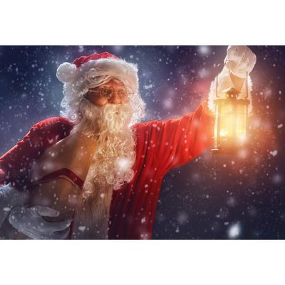 DORCEV 12x8ft Winter Snow Night Santa Claus Backdrop New Year Eve Christmas Party Decoration Banner Photography Background Blurry Falling Snowflake Bright Retro Lamp Photo Studio Wallpaper