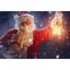 DORCEV 12x8ft Winter Snow Night Santa Claus Backdrop New Year Eve Christmas Party Decoration Banner Photography Background Blurry Falling Snowflake Bright Retro Lamp Photo Studio Wallpaper view 1