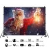 DORCEV 12x8ft Winter Snow Night Santa Claus Backdrop New Year Eve Christmas Party Decoration Banner Photography Background Blurry Falling Snowflake Bright Retro Lamp Photo Studio Wallpaper view 2