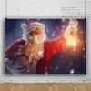 DORCEV 12x8ft Winter Snow Night Santa Claus Backdrop New Year Eve Christmas Party Decoration Banner Photography Background Blurry Falling Snowflake Bright Retro Lamp Photo Studio Wallpaper view 3