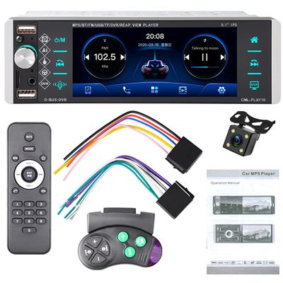 Car Stereo Bluetooth, Car Radio FM Radio, Bluetooth Hands-Free Receiver Car MP3 Player with Steering Wheel Control, Supports AM/RDS/AUX/4 USB Ports/SD/AI Voice Control/Mirror Link with Rear Camera