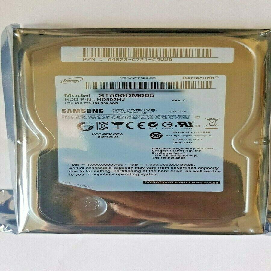 500 GB SATA Samsung/Seagate ST500DM005 P/N HD502HJ 7200 RPM 3.5" Hard Drive