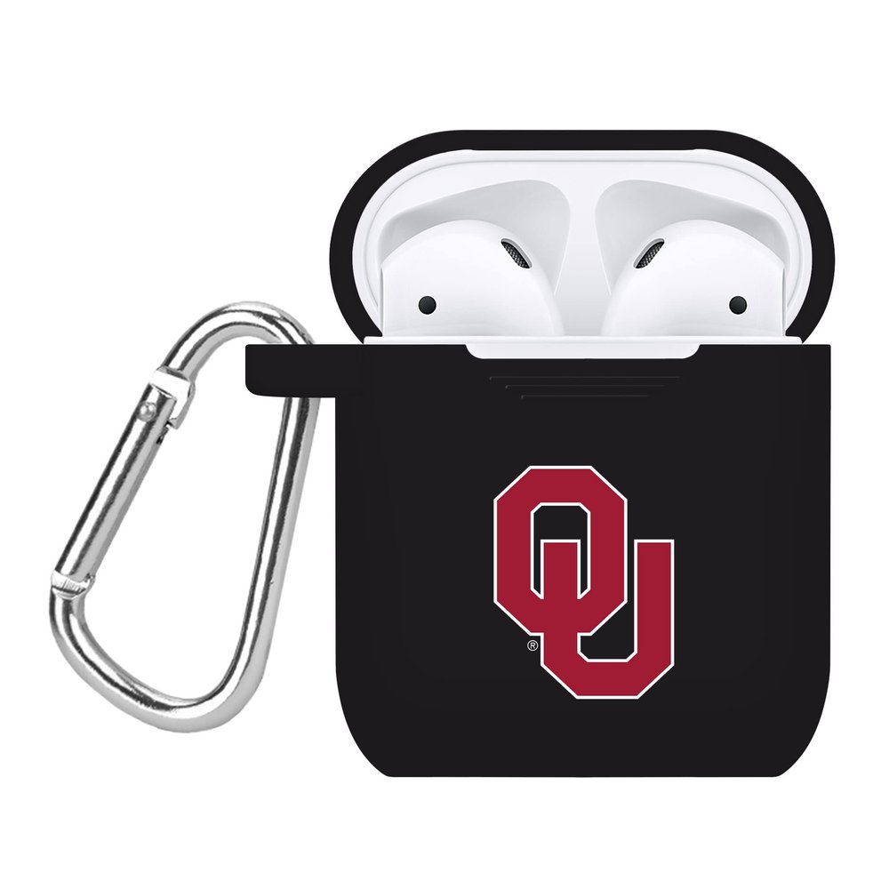 AFFINITY BANDS Oklahoma Sooners Silicone Case Cover Compatible with Apple AirPods Gen 1 & 2 (Black)