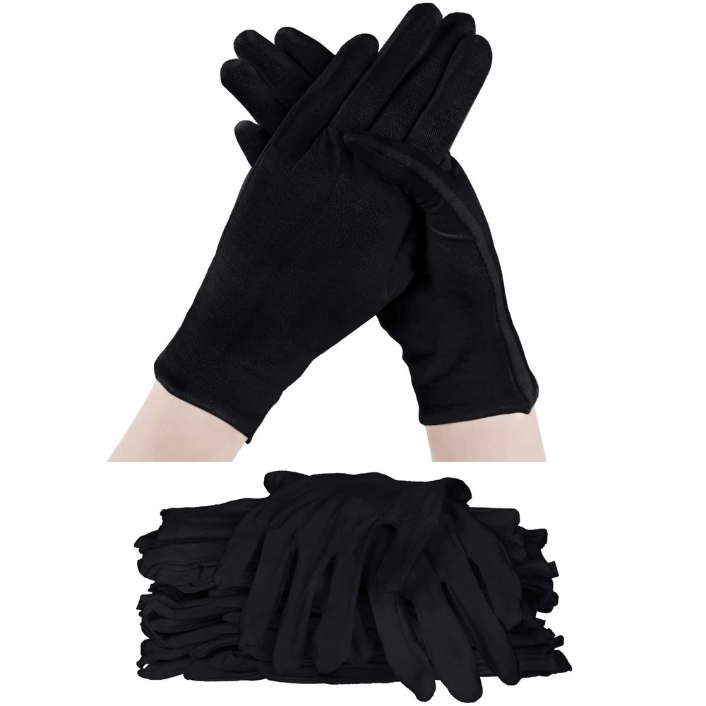 SATINIOR 60 Pcs Cotton Glove Stretchy Work Glove Reusable Mitten for Men Women Dry Hand Art Handling Coin Jewelry(Black)