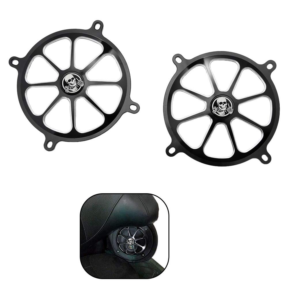 GUAIMI Audio Fairing Mount Speaker Grill Cover Compatible with Harley Touring Street Glide FL Trike 1996-2013 (Skleton Middle Finger)