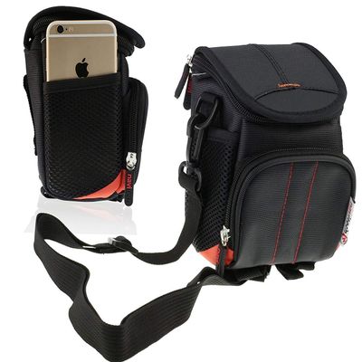Navitech Black Portable Binocular Shoulder Bag - Compatible With BRIGENIUS Compact 8X21 Binoculars