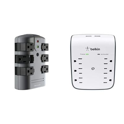 Belkin 6-Outlet Pivot-Plug Surge Protector w/ Wall Mount (1,080 Joules) & 6-Outlet USB Surge Protector w/ Wall Mount (900 Joules)
