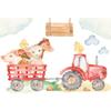 DORCEV 12x8ft Cartoon Animals Safari Party Photography Backdrop Farm Cute Pig Sheep Chick Horse Red Tractor Background Baby Shower Birthday Party Art Portraits Photo Studio Props view 1