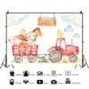 DORCEV 12x8ft Cartoon Animals Safari Party Photography Backdrop Farm Cute Pig Sheep Chick Horse Red Tractor Background Baby Shower Birthday Party Art Portraits Photo Studio Props view 2