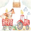DORCEV 12x8ft Cartoon Animals Safari Party Photography Backdrop Farm Cute Pig Sheep Chick Horse Red Tractor Background Baby Shower Birthday Party Art Portraits Photo Studio Props view 4