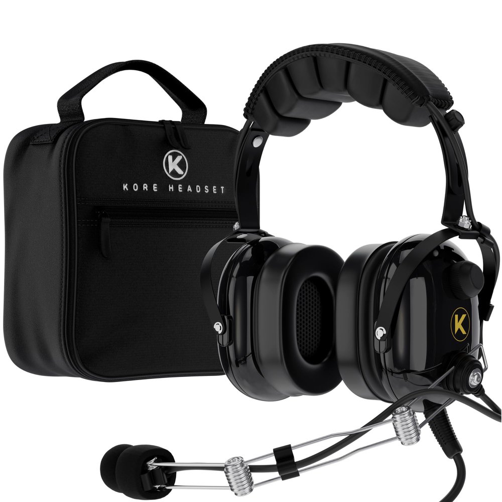 P1 General Aviation Headset for Pilots - Mono, Passive Noise Reduction, Noise Canceling Microphone, Acoustic Ear Cup, AUX Port, GA Dual Plug with Headset Bag