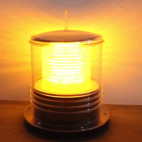 Solar Dock Warning Light - Waterproof Solar Dock Lighting - Flashing 360 Degree Lighting - Amber