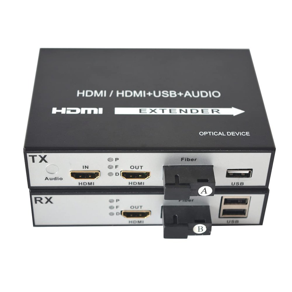 1080P HDMI Video Over Fiber Optic Extender Converter with KVM and Loop Out SC Singlemode up 20Km Multimode up 500M A Pair
