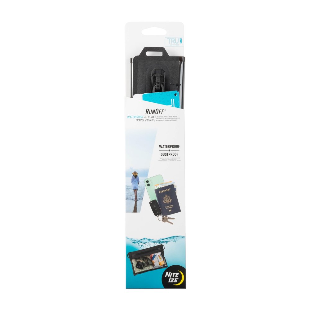 Nite Ize RunOff Waterproof Travel Pouch with TRU Zip - Dry Pouch for Phone & Travel Necessities - Touchscreen Friendly - Waterproof with Reliable Zipper - Medium, Charcoal