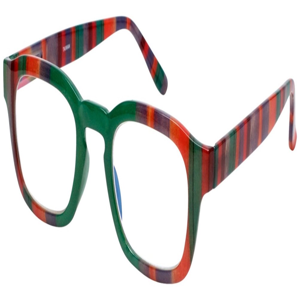 Calabria 8152 Blue Light Reading Glasses +3.00 Green Purple Red Stripes Computer Readers Reduce Eye Strain Gaming Eyeglasses