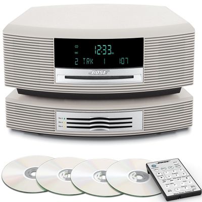 Bose Wave Music System with Multi-CD Changer -- Platinum White, Compatible with Alexa Amazon Echo (Renewed)