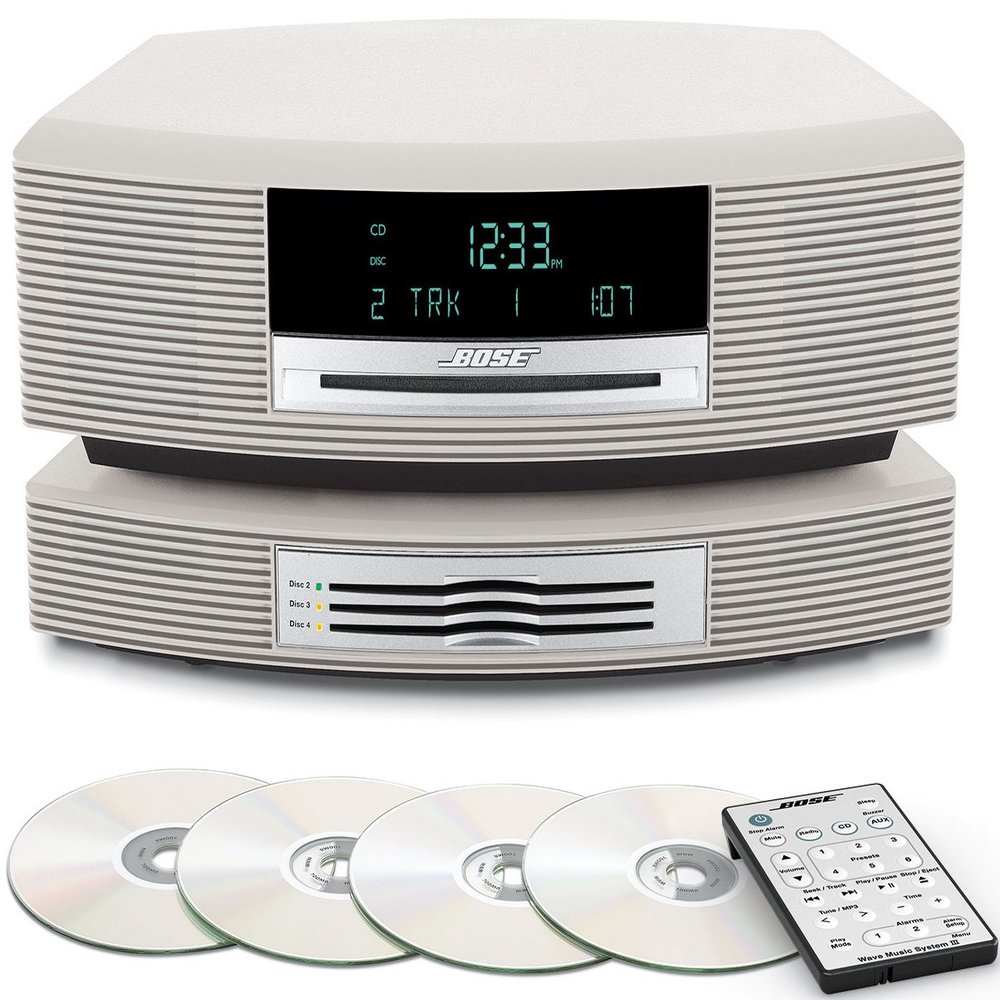 Bose Wave Music System with Multi-CD Changer -- Platinum White, Compatible with Alexa Amazon Echo (Renewed)