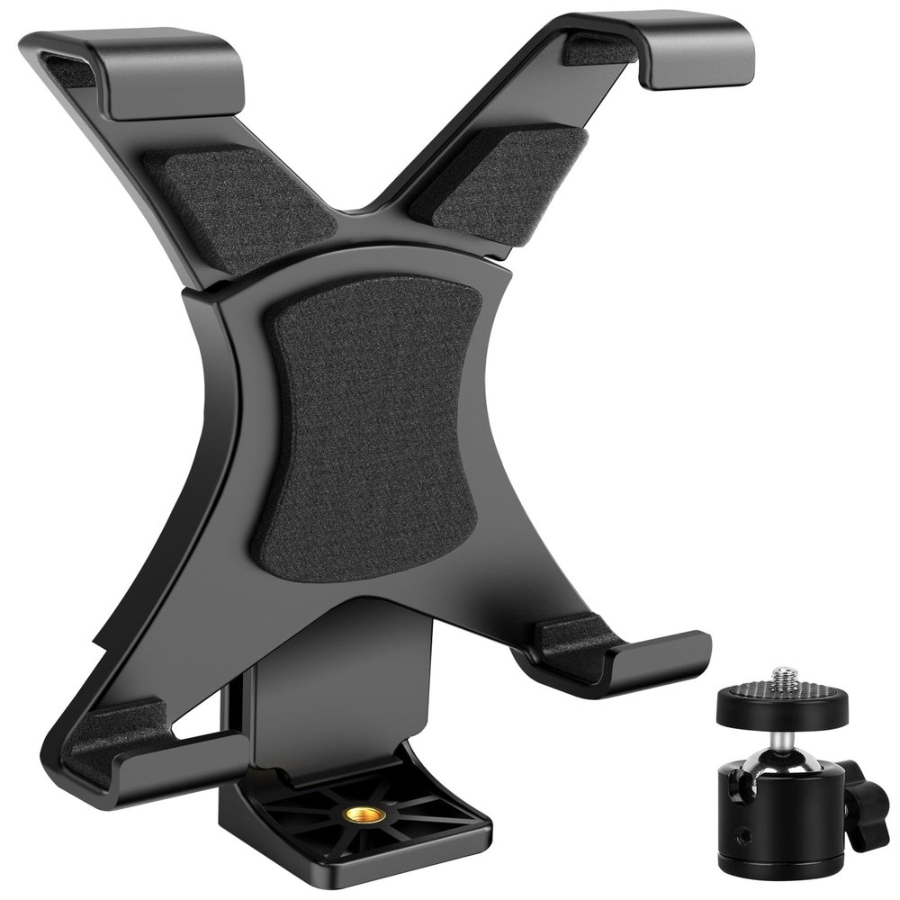 6amLifestyle iPad Tripod Mount Adapter with 360 Rotatable Ball Head, iPad Holder for Tripod, Fits 5" to 11" Tablets for Video Recording, Compatible with Mini, Air, Pro 9.7/10.5/11