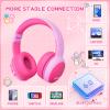 gorsun Kids Bluetooth Headphones, Over-Ear Toddler Headphones with Microphone, 85dB/94dB Volume Limited, 68H Playtime, Bluetooth 6.0, Portable Kids Wireless Headset with Cat Ears (Pink) view 3