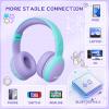 gorsun Kids Bluetooth Headphones, Over-Ear Toddler Headphones with Microphone, 85dB/94dB Volume Limited, 68H Playtime, Bluetooth 6.0, Portable Kids Wireless Headset with Cat Ears (Purple) view 3