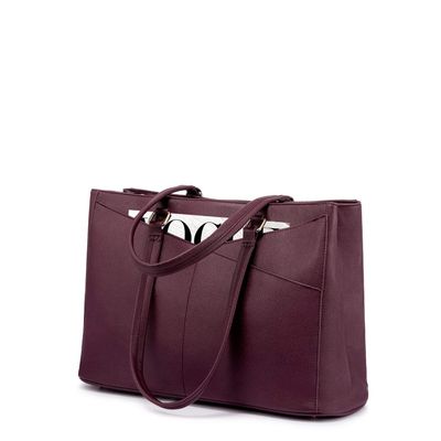 LOVEVOOK Laptop Tote Bag for Women 15.6 Inch Waterproof Leather Computer Bags Women Business Office Work Bag Briefcase Purple