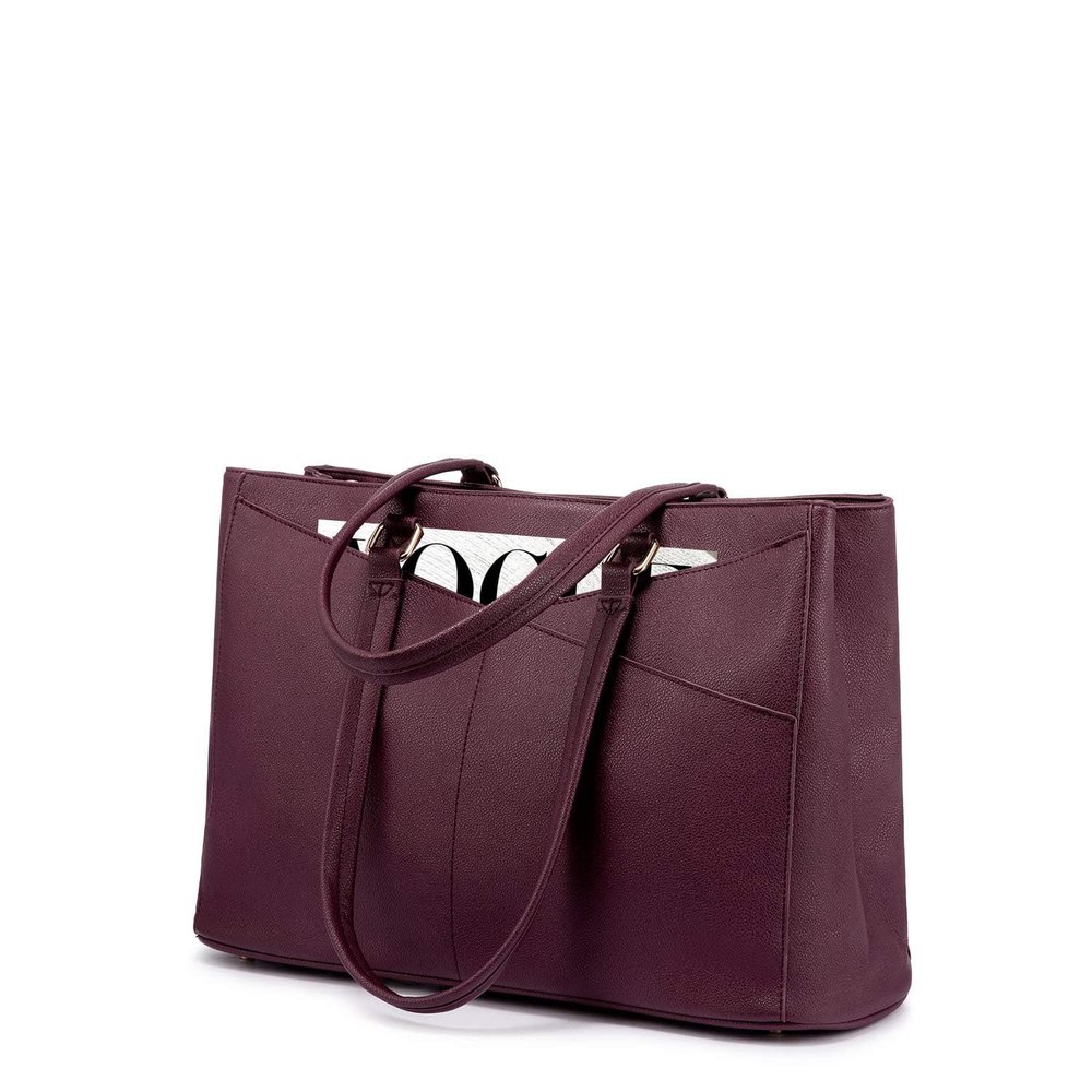 LOVEVOOK Laptop Tote Bag for Women 15.6 Inch Waterproof Leather Computer Bags Women Business Office Work Bag Briefcase Purple