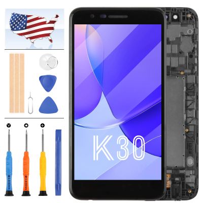 5.3" Screen Replacement for LG K30 X410 LMX410 LMT410TK LCD Display K10 2018 Repair Parts Assembly Touch Sensor Digitizer Glass Lens Kits Free Tools (Black with Frame)