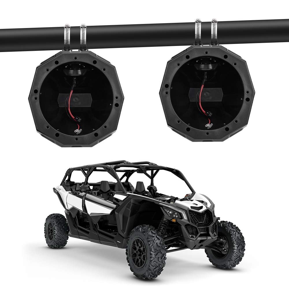 KEMIMOTO 6.5" Speaker Cage Pods, 2PCS UTV ATV 6.5-Inch Pod Enclosure for All 1.5" to 2" Roll Bar Compatible with Polaris RZR Can-Am Maverick X3 Sport Commander Defender Kawasaki