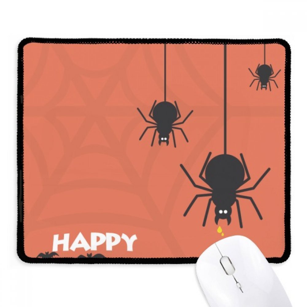 Black Insect Spider Cobweb Illustration Mousepad Stitched Edge Mat Rubber Gaming Pad